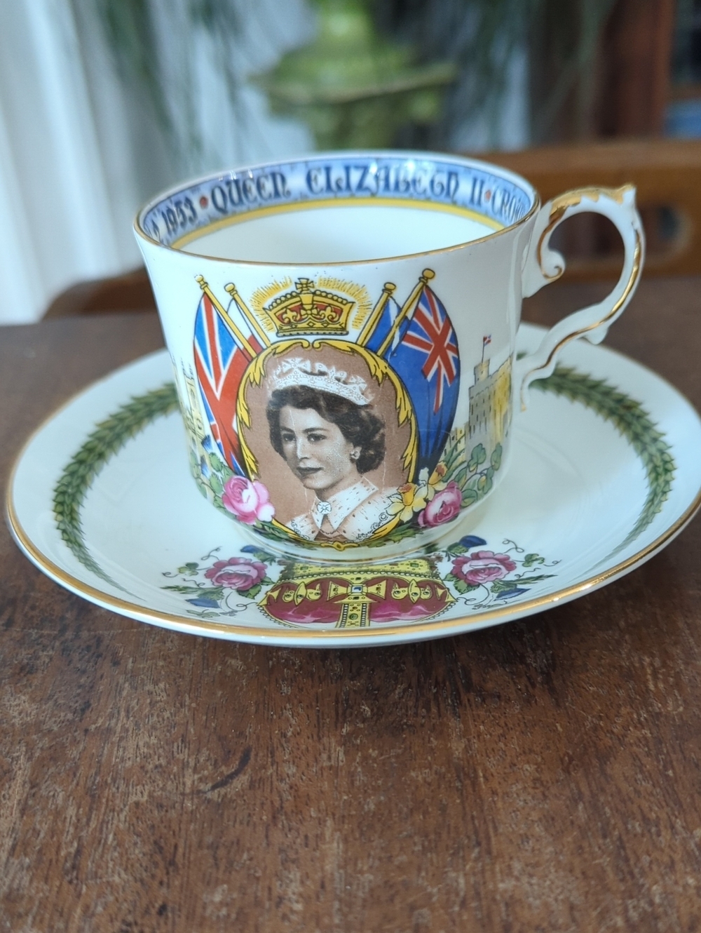 Queen Elizabeth Coronation Tea Cup And Saucer, Mint Condition